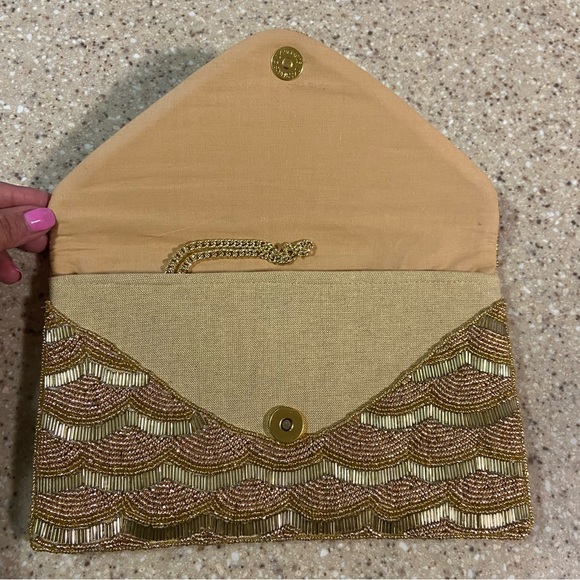 Lulus Golden Beaded Tan Bag - Picture 3 of 7